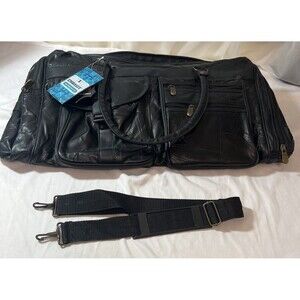 Embassy Italian Style Black Genuine Patchwork Leather 25" Tote Duffel Bag